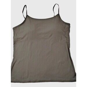 Women BuiltIn Bra Cami Tank Top Soft Stretch Shelf Bra Camisole Green Cotton NEW